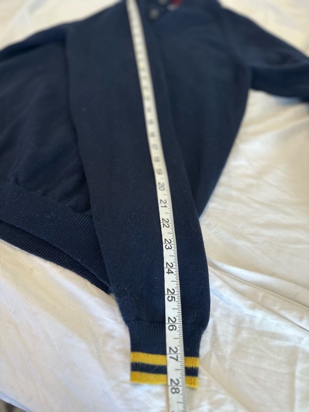 Brooks Brothers Navy V-Neck Sweater with Yellow Trim - Picture 5 of 10